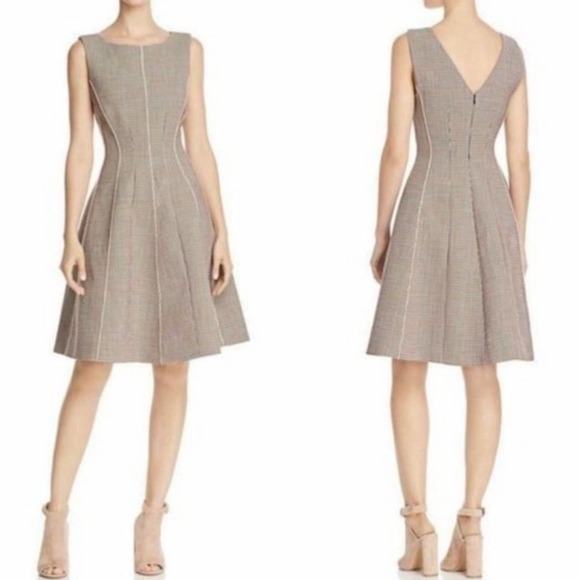 Theory Dresses & Skirts - Theory Multi Window Check Portland Polished Fit & Flare Wool Blend Dress Size 2